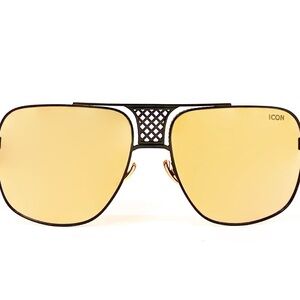 Men's Oversized  Black & Gold Metal Aviator Urban Sunglasses “Elvis” by Icon